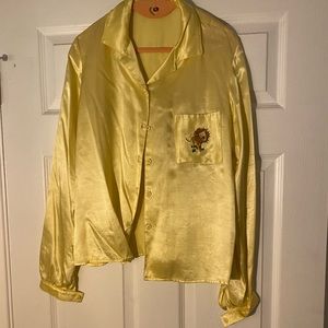 Staud yellow silk button up